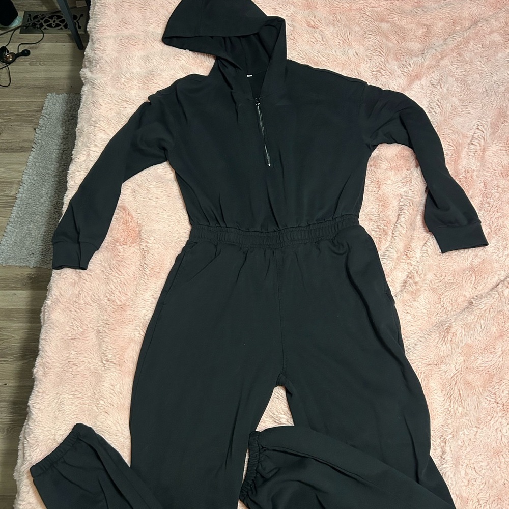 Women's Black Hooded Jumpsuit